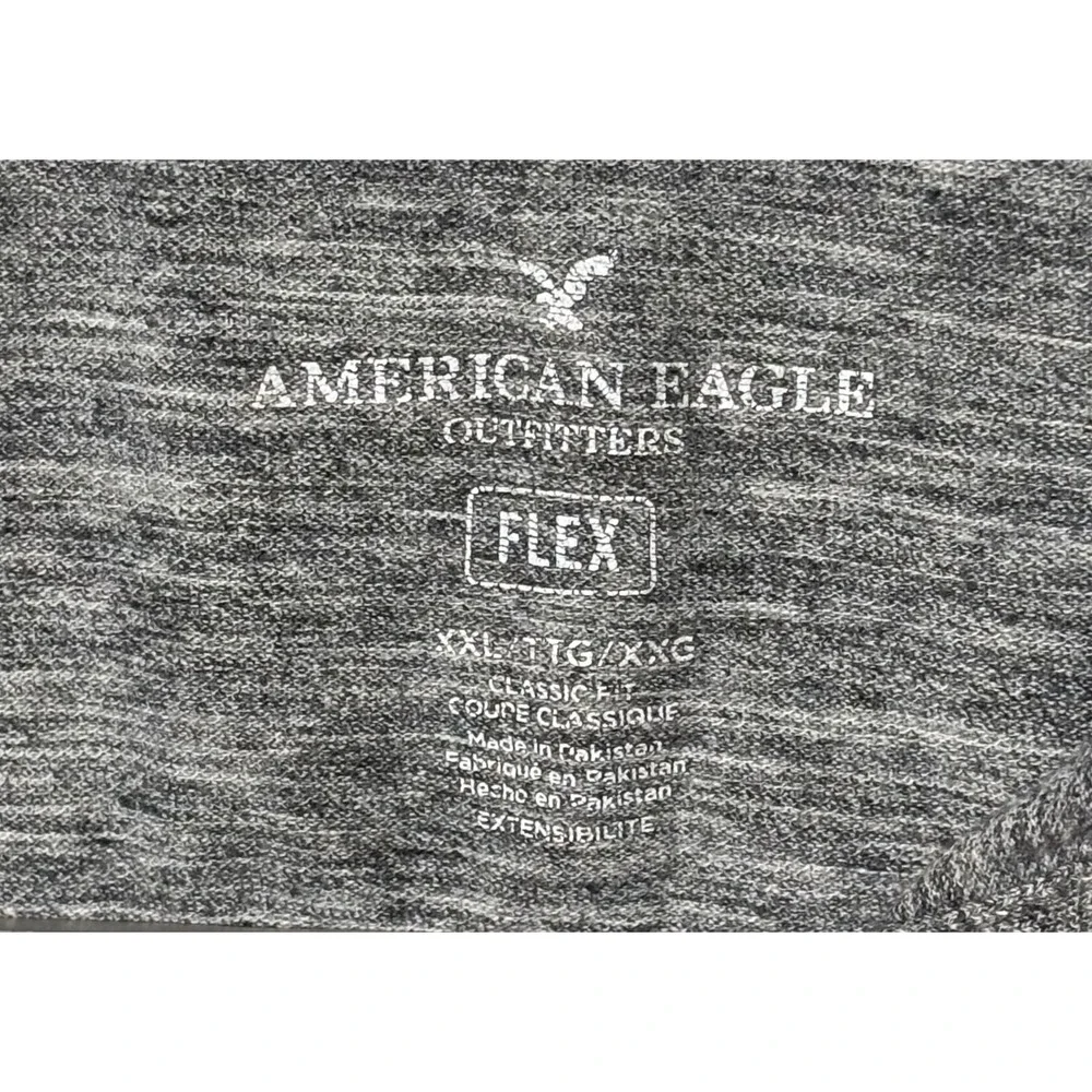 American‎ Eagle Polo Shirt Men's XXL Gray Flex Classic Fit Short Sleeve